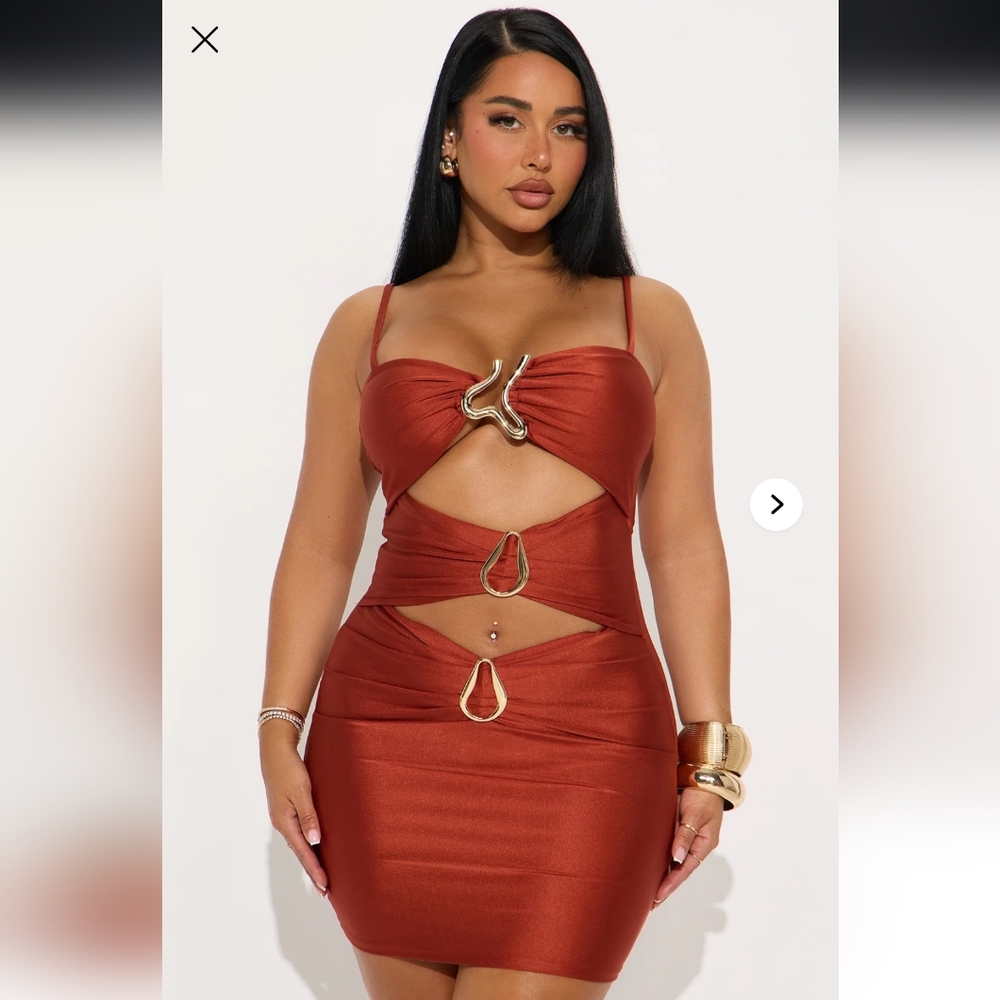 Fashion Nova Rust Backless Dress